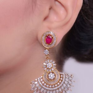 Maroon/Pink Stone Zne 1007 Earring
