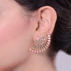 Maroon/Pink Stone Zne1008 Earring