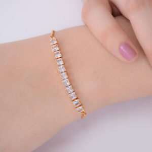 Golden Bracelets With Silver Stones Znb1019