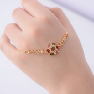 Multi Stones Golden Bracelet Znb1006