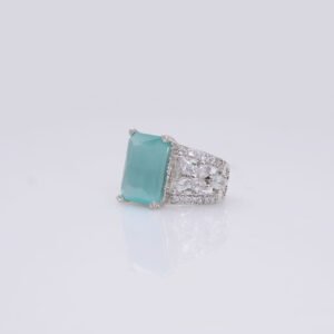 Stylish Silver Glass Zircon Crystal Ring for Girls