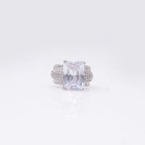 White Square Zircon Crystal Ring