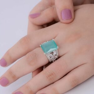 zircon silver ring with blue stone
