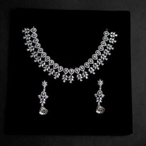 white stone silver set